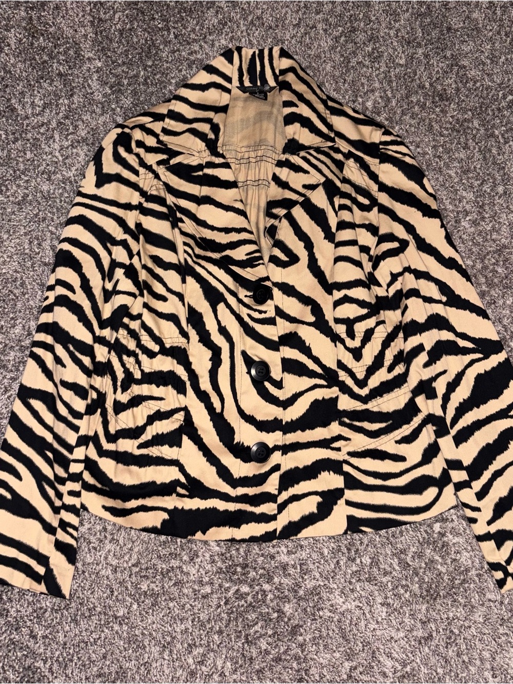 Y2K Women's Zebra Print Button-Front mini Jacket - Black & Cream